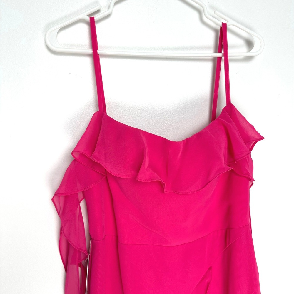 Barbie x Azazie 1001 Ruffle Maxi Dress Barbie Pink Formal Gown Size A8 NEW - Picture 6 of 15